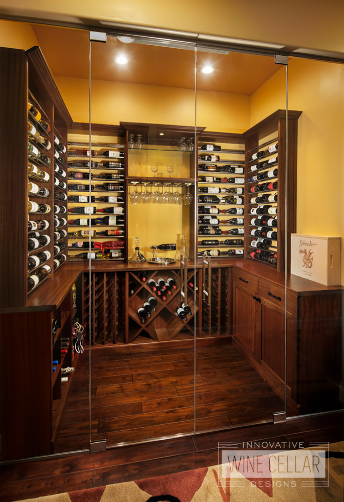 Transitional Style Custom Wine Cellar