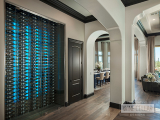 Contemporary wine wall cellar, custom design & install by Innovative Wine Cellar Designs.