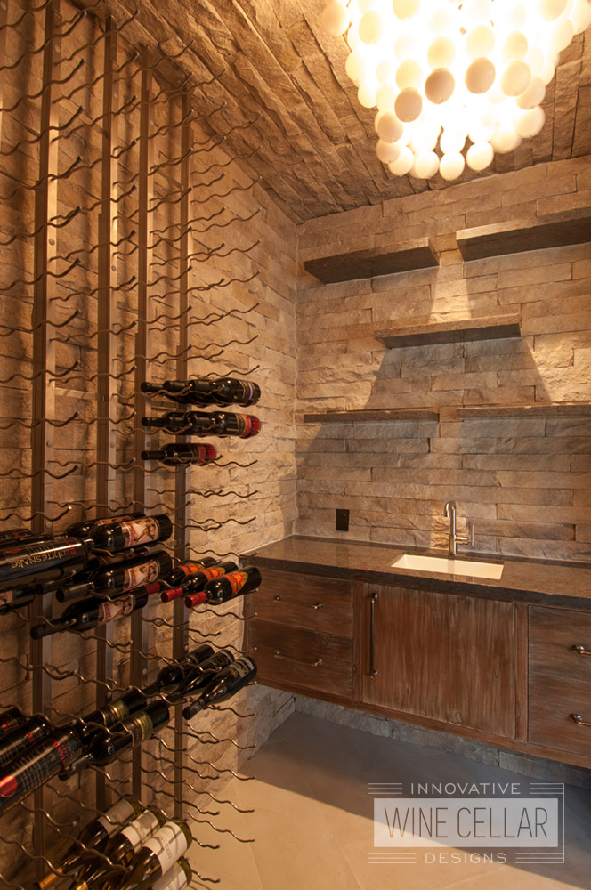 House of Rock Transitional Style Wine Room