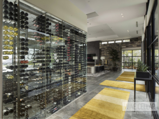 Modern kitchen wine wall cellar, custom design & install by Innovative Wine Cellar Designs.