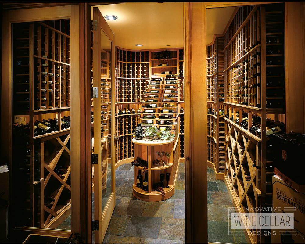 Traditional wine cellar room, custom design & install by Innovative Wine Cellar Designs.