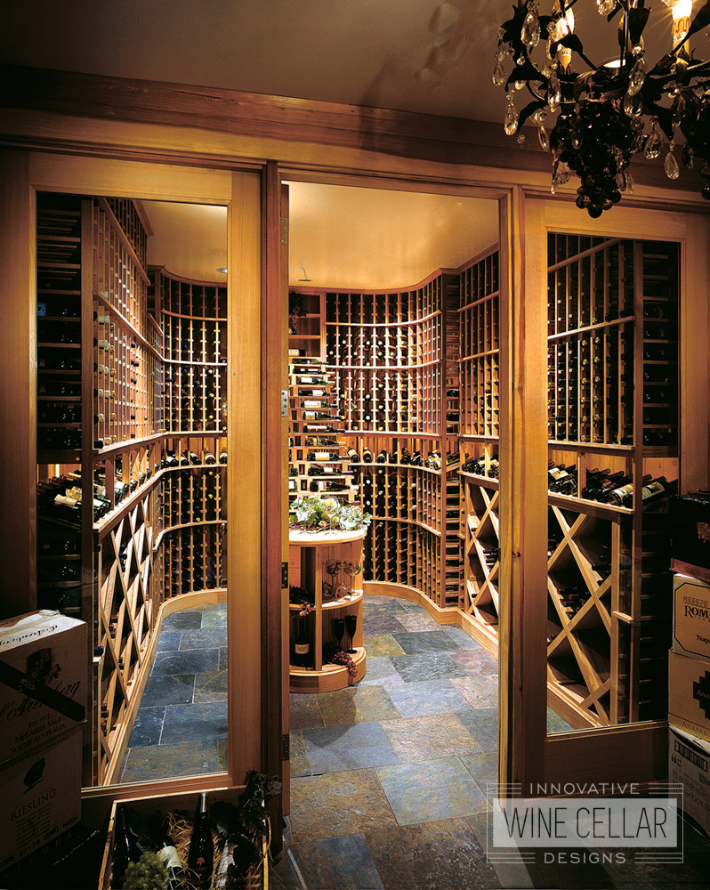 Traditional wine cellar room, custom design & install by Innovative Wine Cellar Designs.