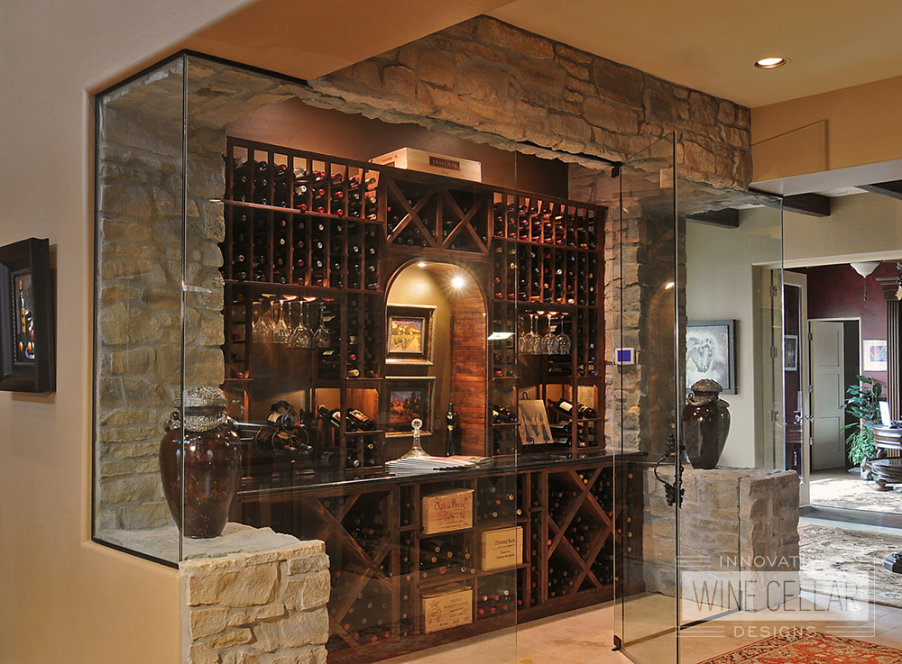 Traditional wine storage room, custom design & install by Innovative Wine Cellar Designs.