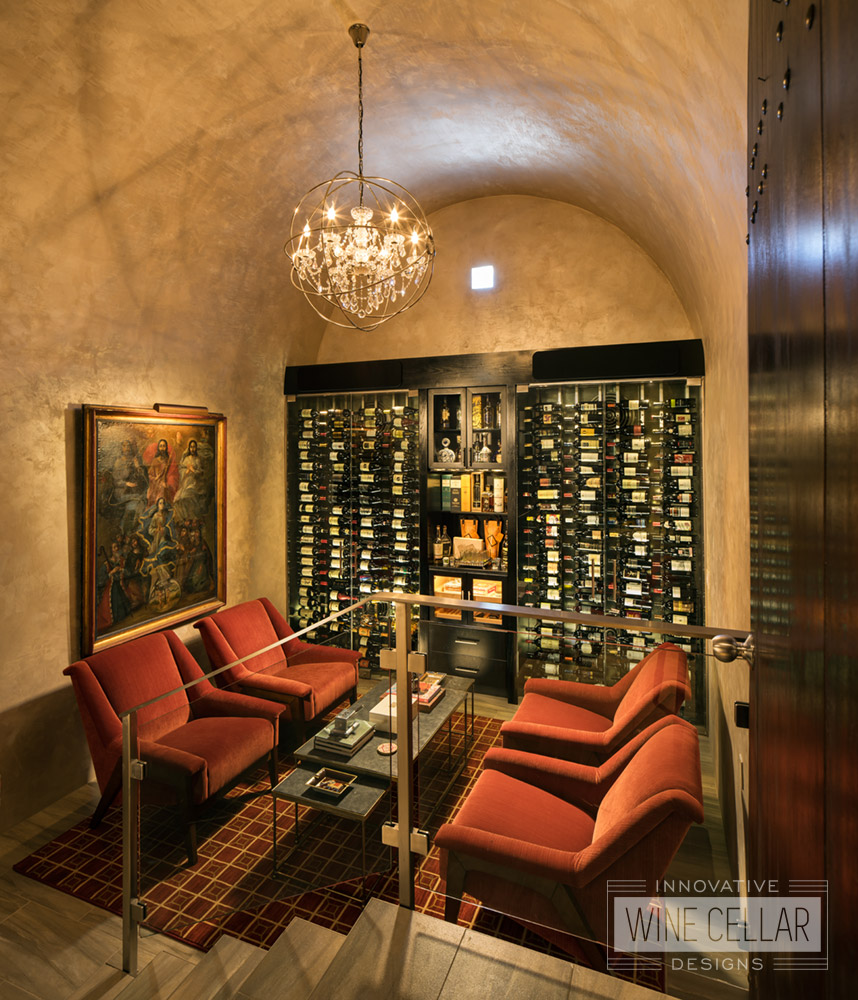 Transitional Style Custom Wine Cellar Wall