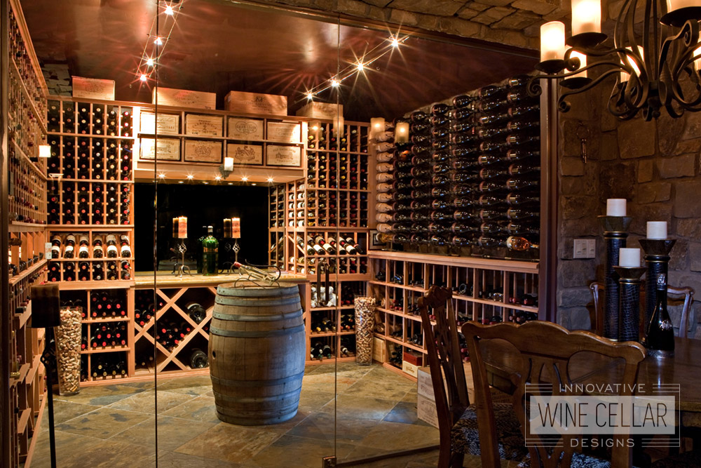 Traditional wine cellar, custom design & install by Innovative Wine Cellar Designs.