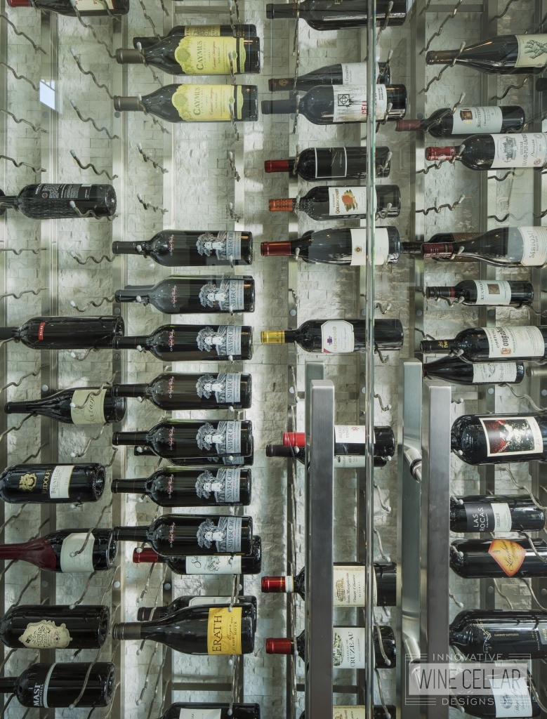 contemporary metal wall wine racking