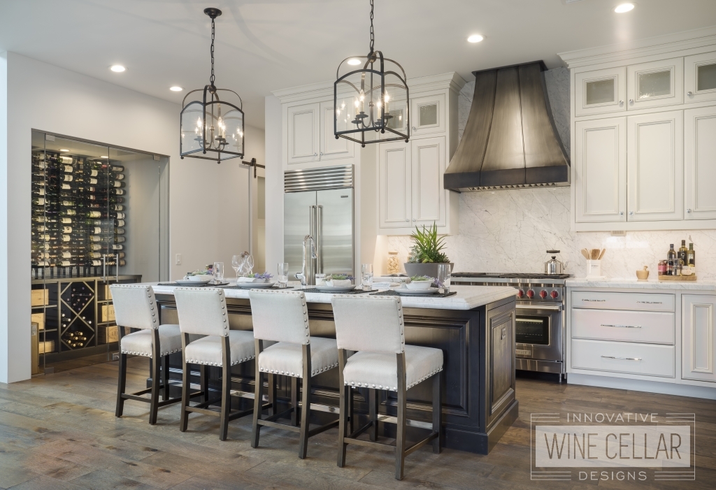 contemporary rustic kitchen with wine cellar