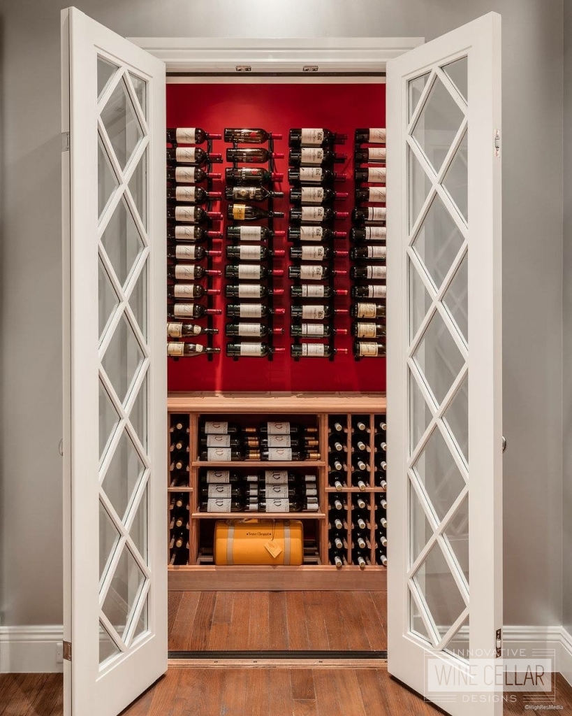 Wine closet with opened french doors