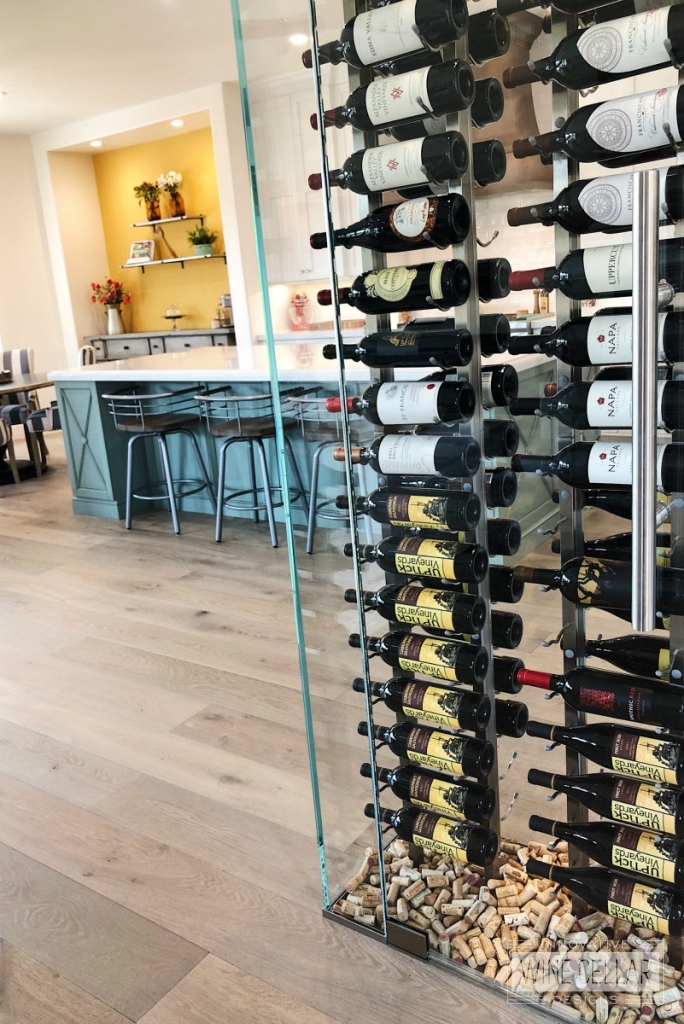 Glass wine cellar in Kitchen