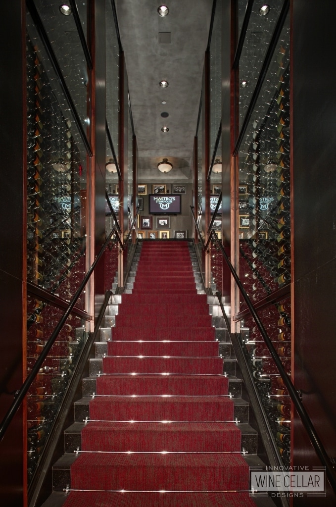 Wine wall stairway at Mastro's